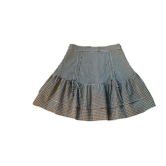 Bebe Mini Gingham Front Ruching Flutter Skirt with Bows - Size 6 - Picture 3 of 4